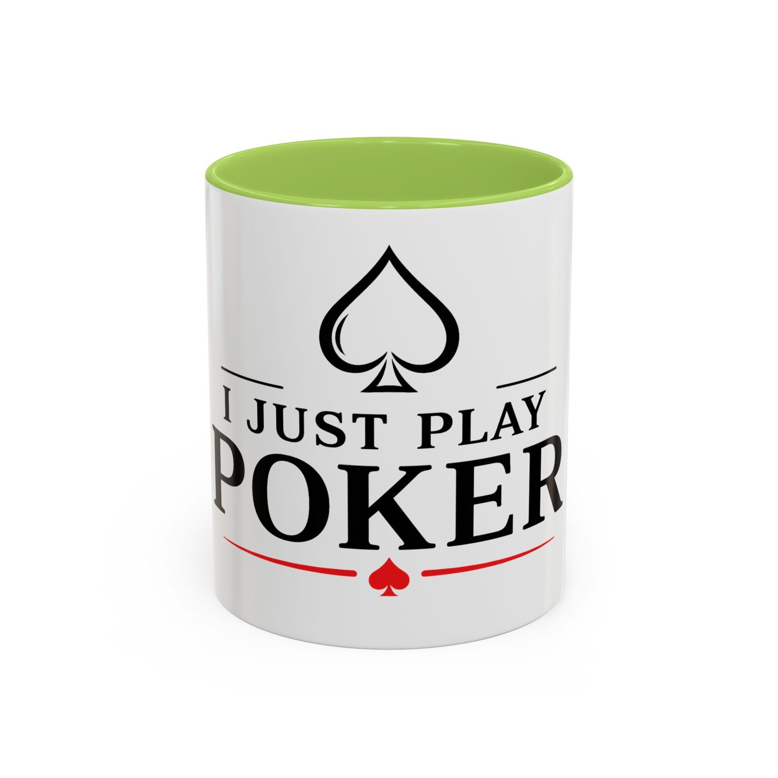 I Just Play Poker White Mug – Black & Red Logo