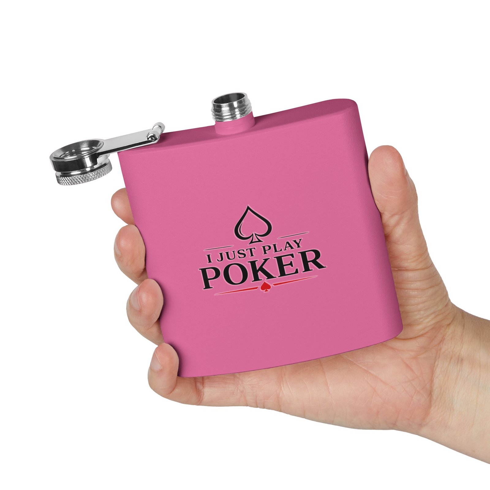 I Just Play Poker Flask – Black & Red Logo