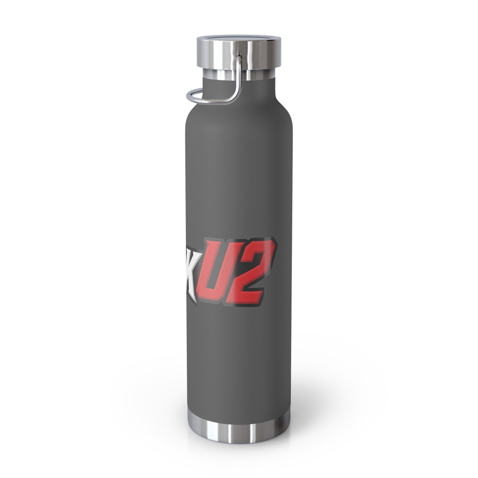 MuckU2 Insulated Water Bottle – White & Red Outlined Poker Logo