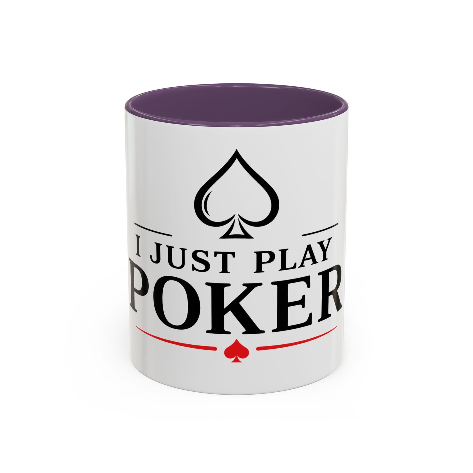 I Just Play Poker White Mug – Black & Red Logo
