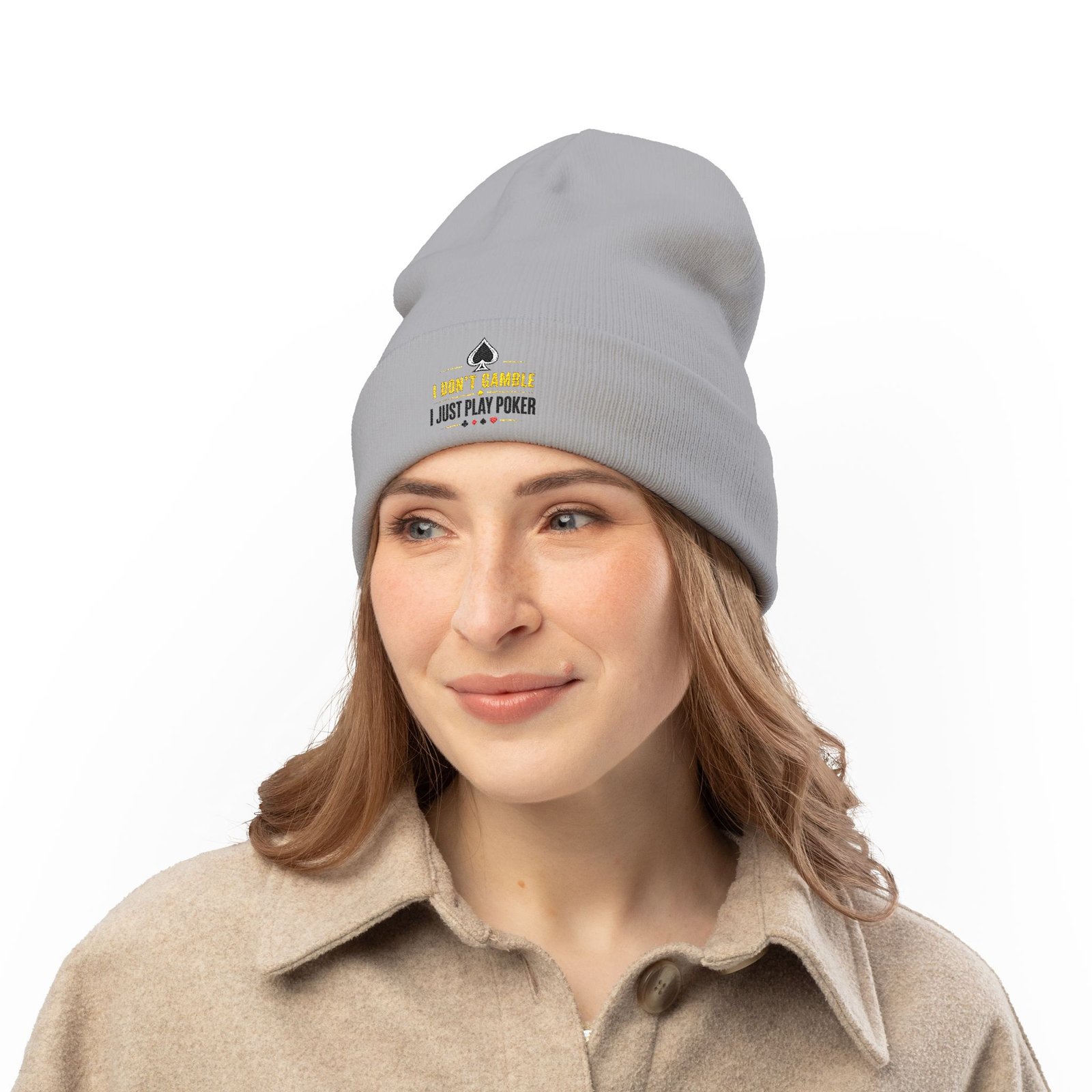 Poker Beanie – I Don’t Gamble, I Just Play Poker Winter Hat – Gold & Black