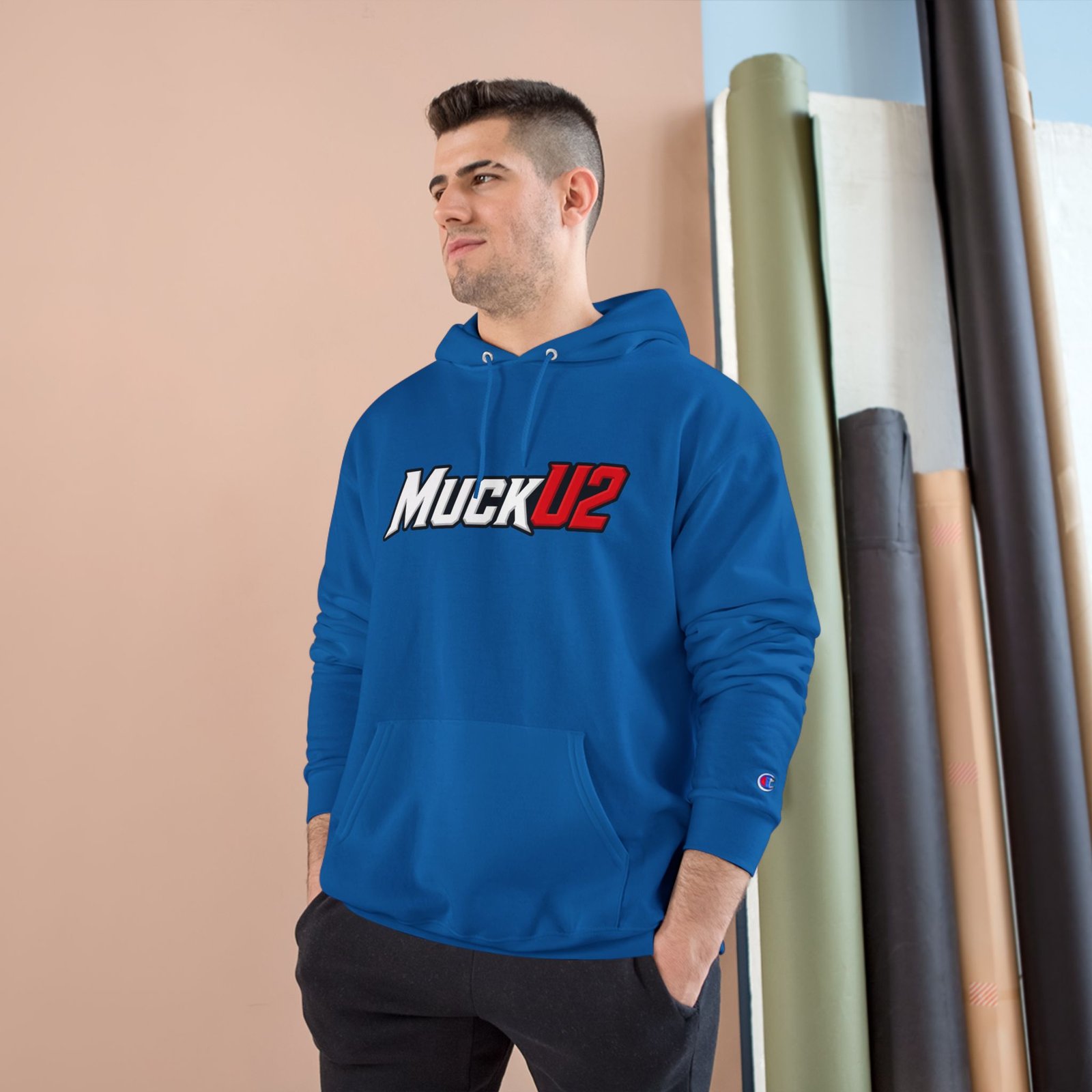 MuckU2 Hoodie – White & Red Logo Poker Pullover