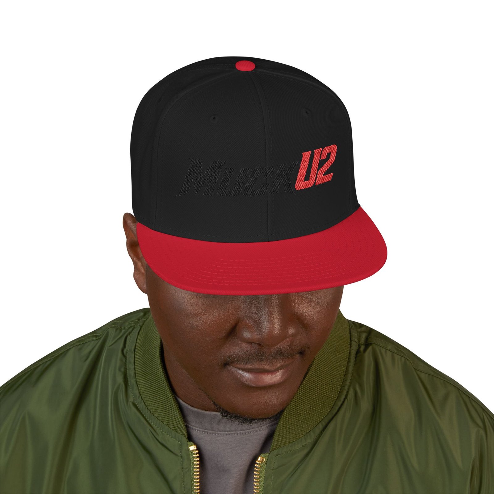MuckU2 Snapback Poker Cap – Black & Red Logo