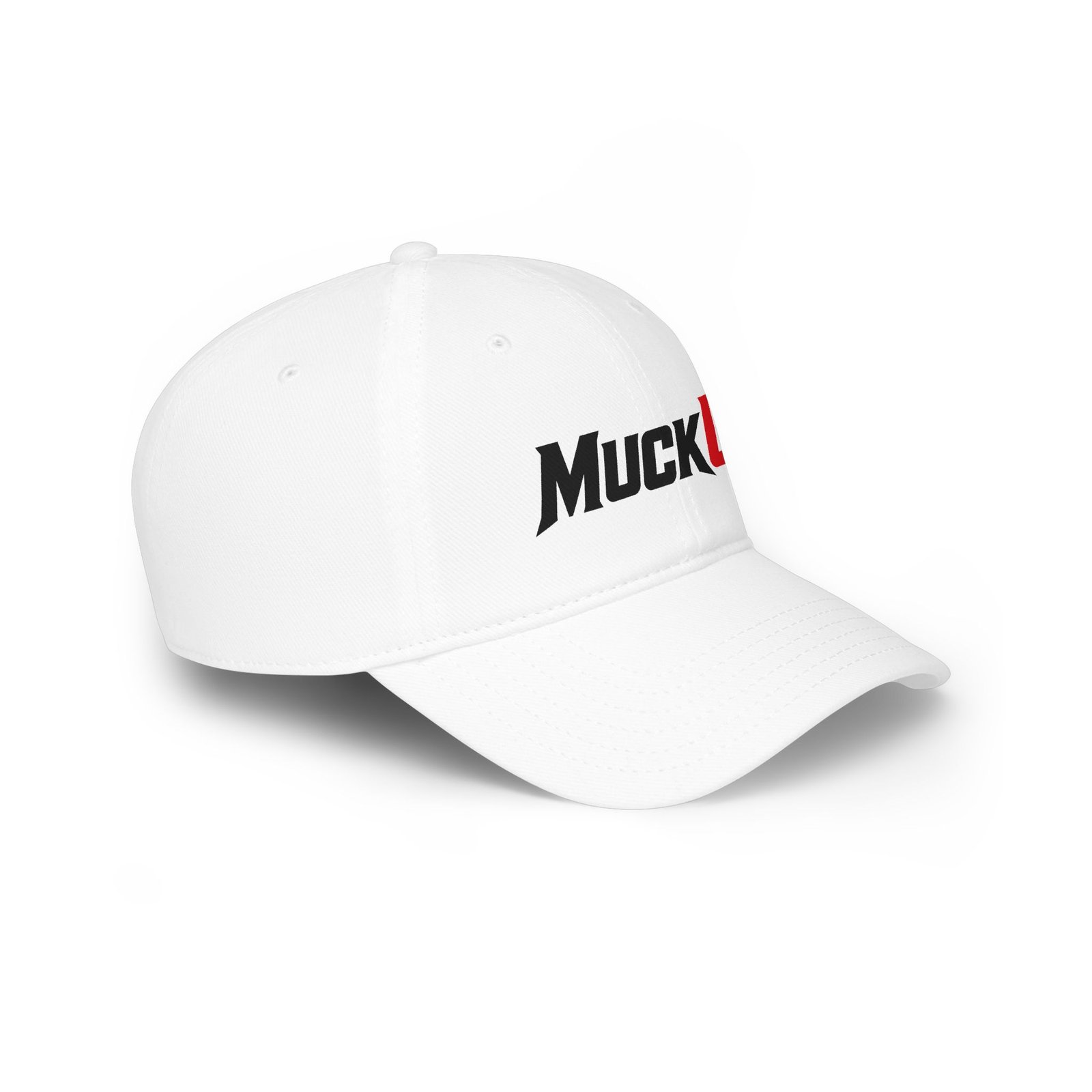 MuckU2 Distressed Dad Hat – Black & Red Logo