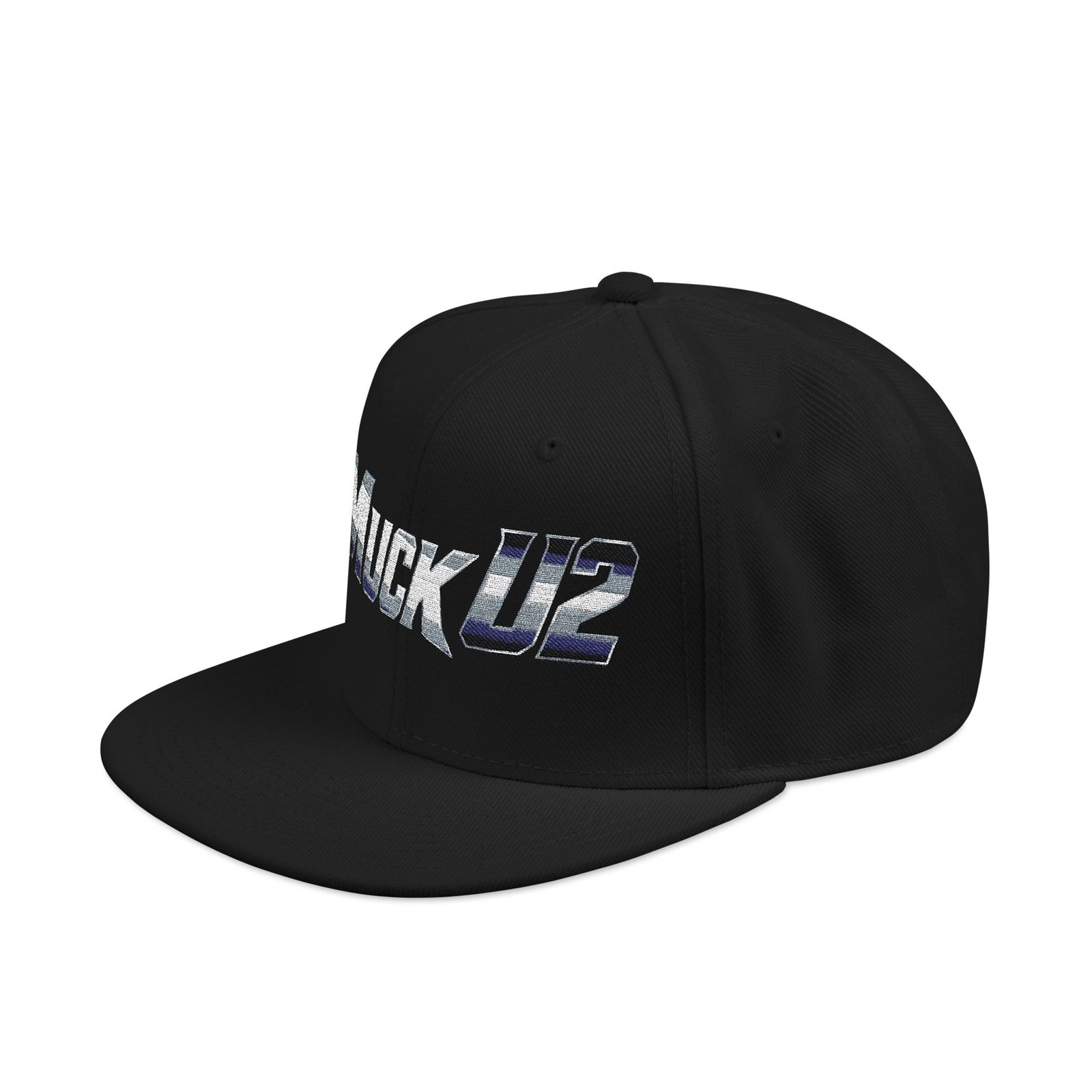 MuckU2 Snapback Poker Cap – Gradient Silver & Blue Logo