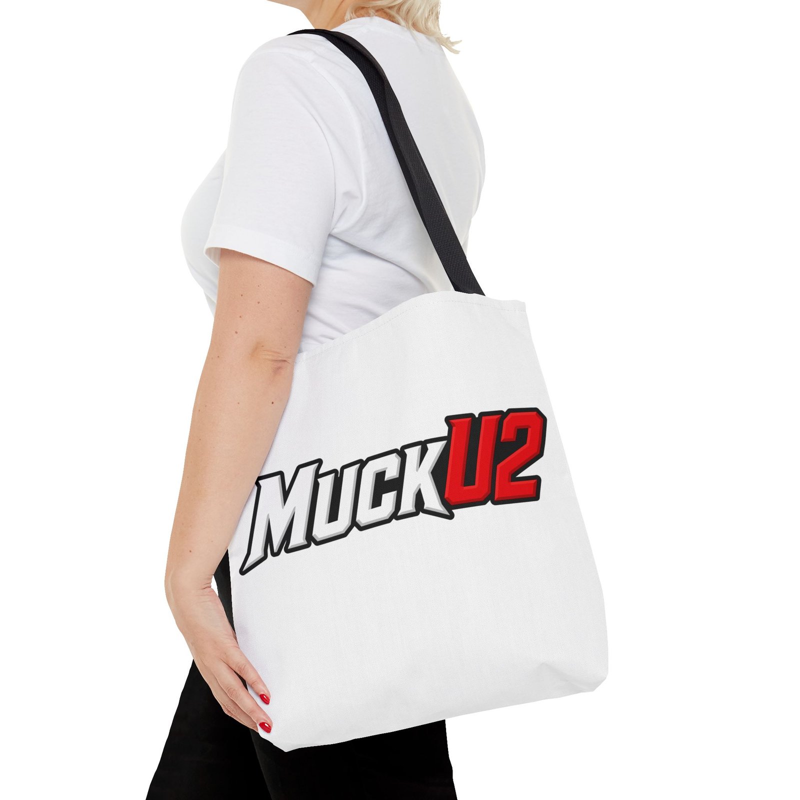 MuckU2 Canvas Tote Bag – White & Red Poker Logo