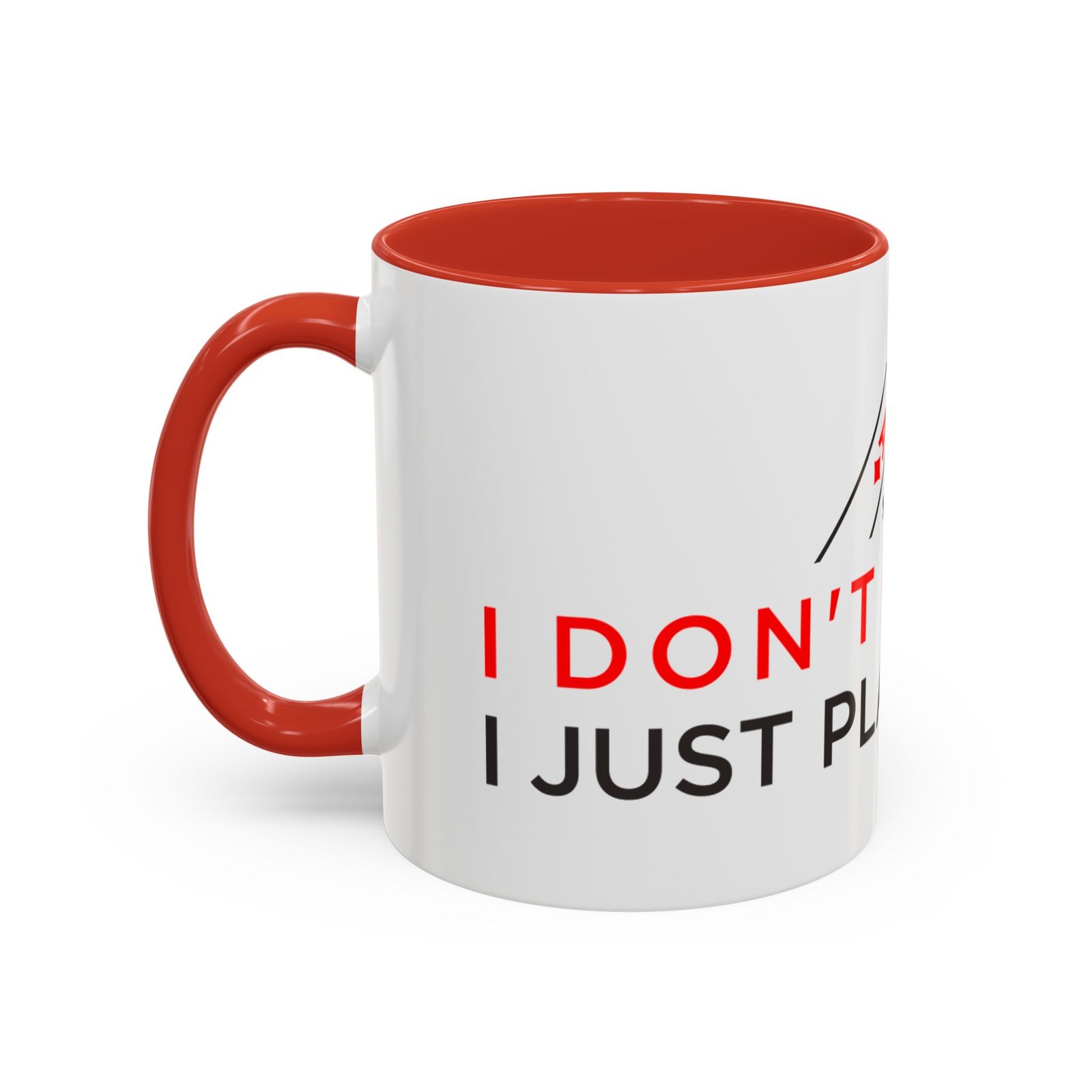 I Don’t Gamble, I Just Play Poker White Mug – Red & Black Logo