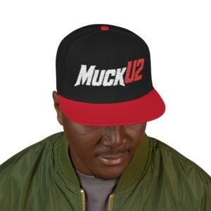 MuckU2 Snapback Poker Cap – White & Red Logo