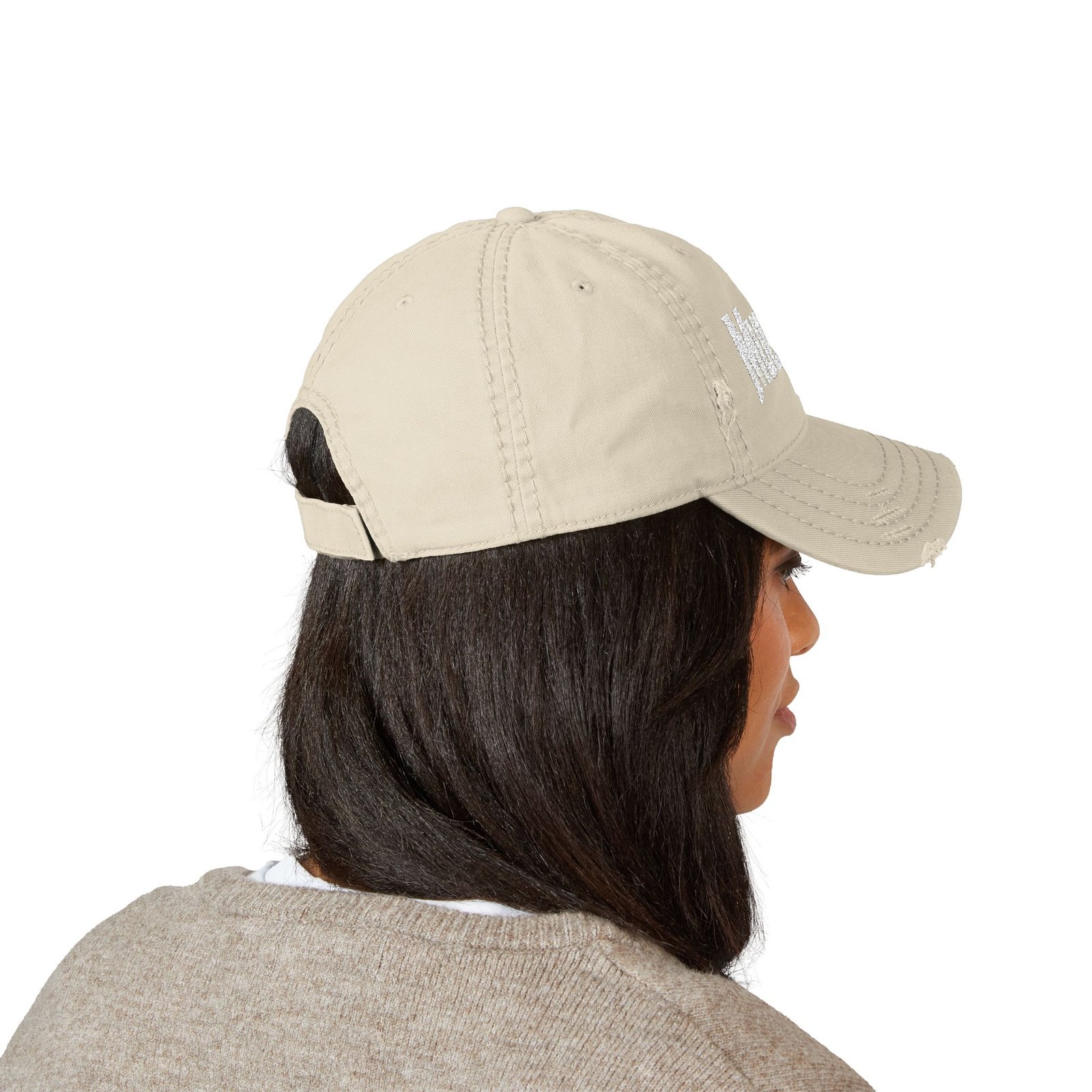 MuckU2 Distressed Dad Hat – White & Red Embroidered Poker Cap