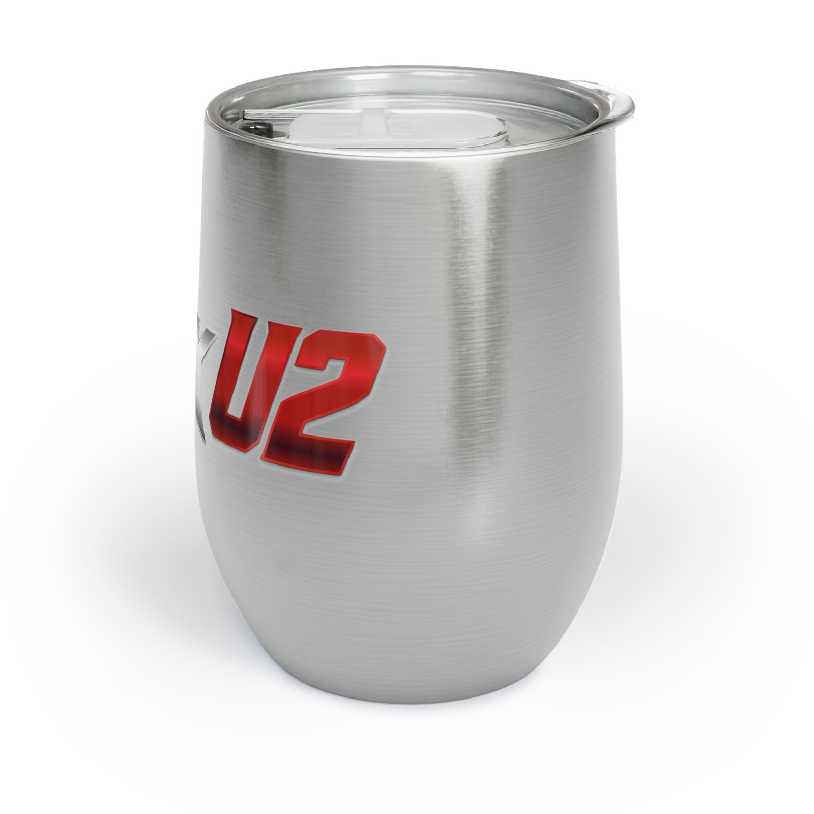 MuckU2 Wine Tumbler – Gradient Silver & Red Poker Logo
