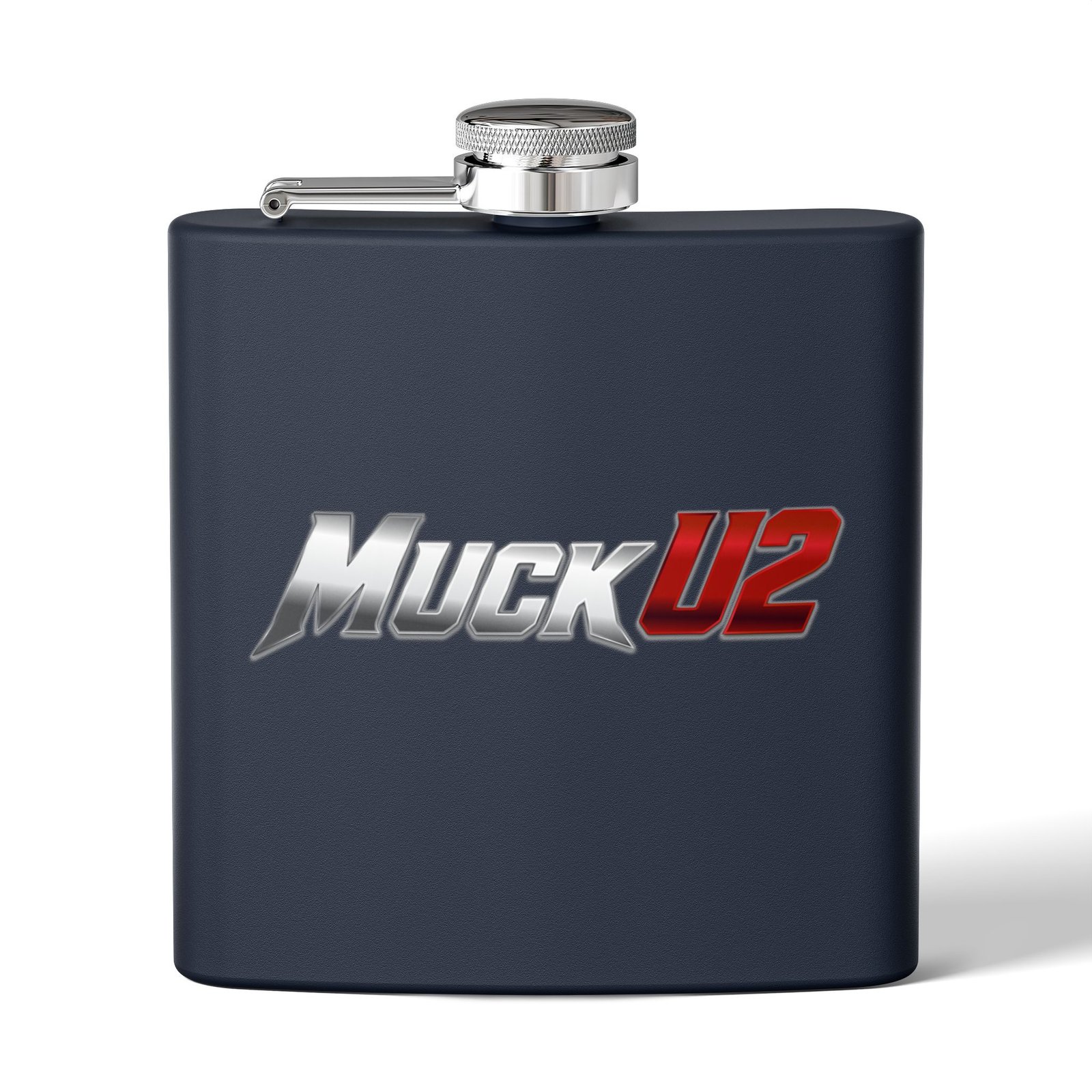 MuckU2 Flask – Silver & Red Logo Poker Flask