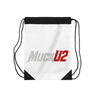 MuckU2 Drawstring Bag – White & Red Logo Poker Gym Bag
