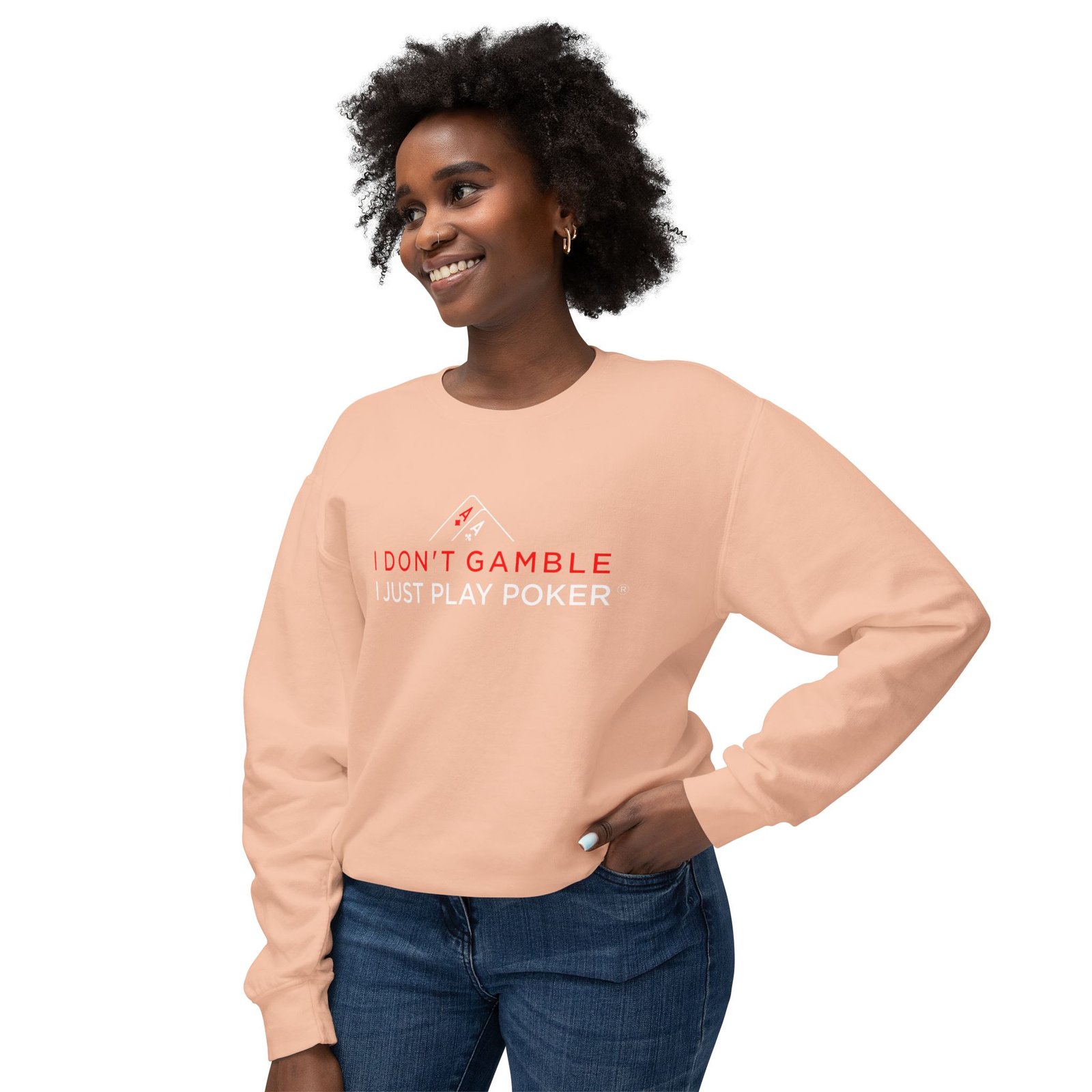 I Don’t Gamble, I Just Play Poker Sweatshirt – Red & White Print