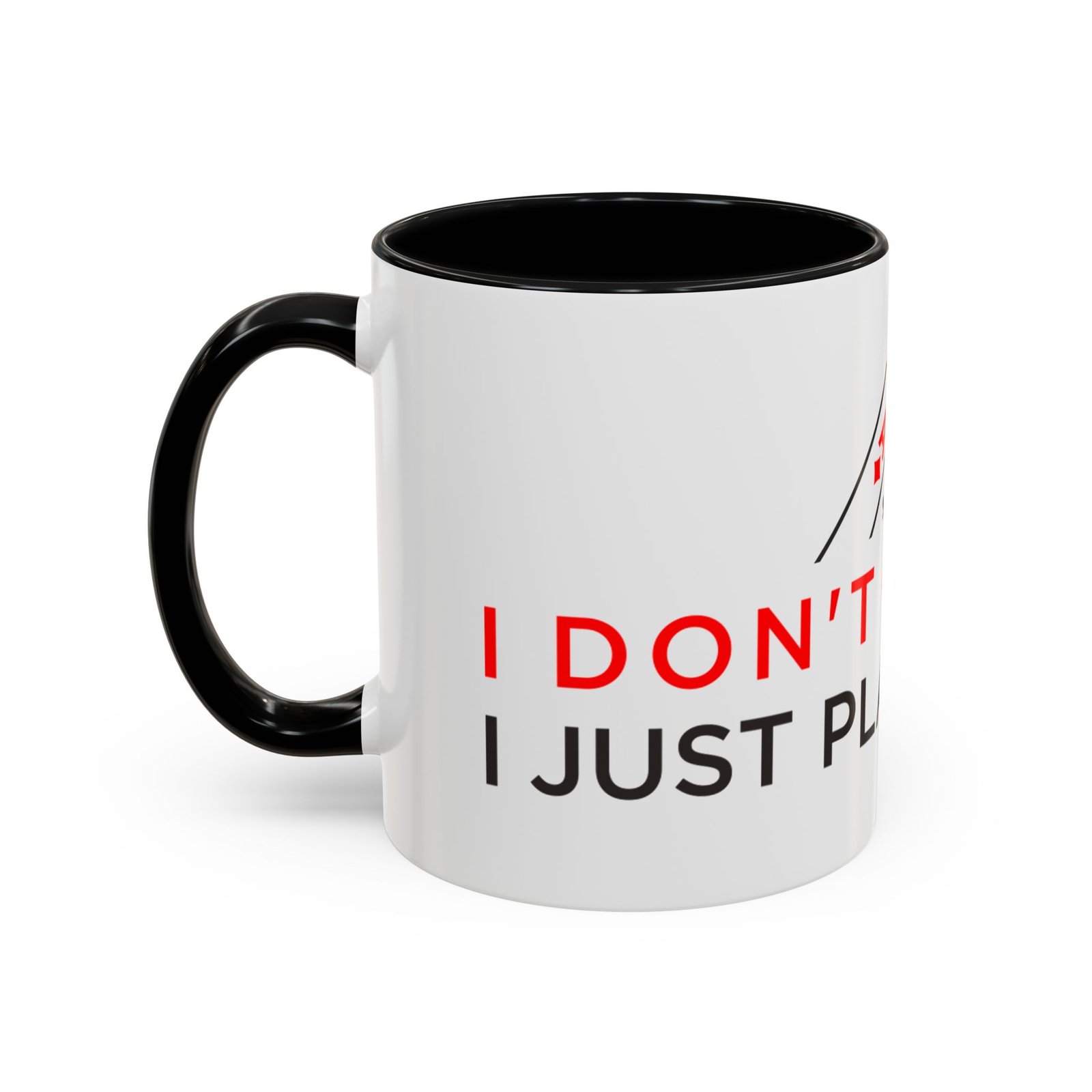 I Don’t Gamble, I Just Play Poker White Mug – Red & Black Logo
