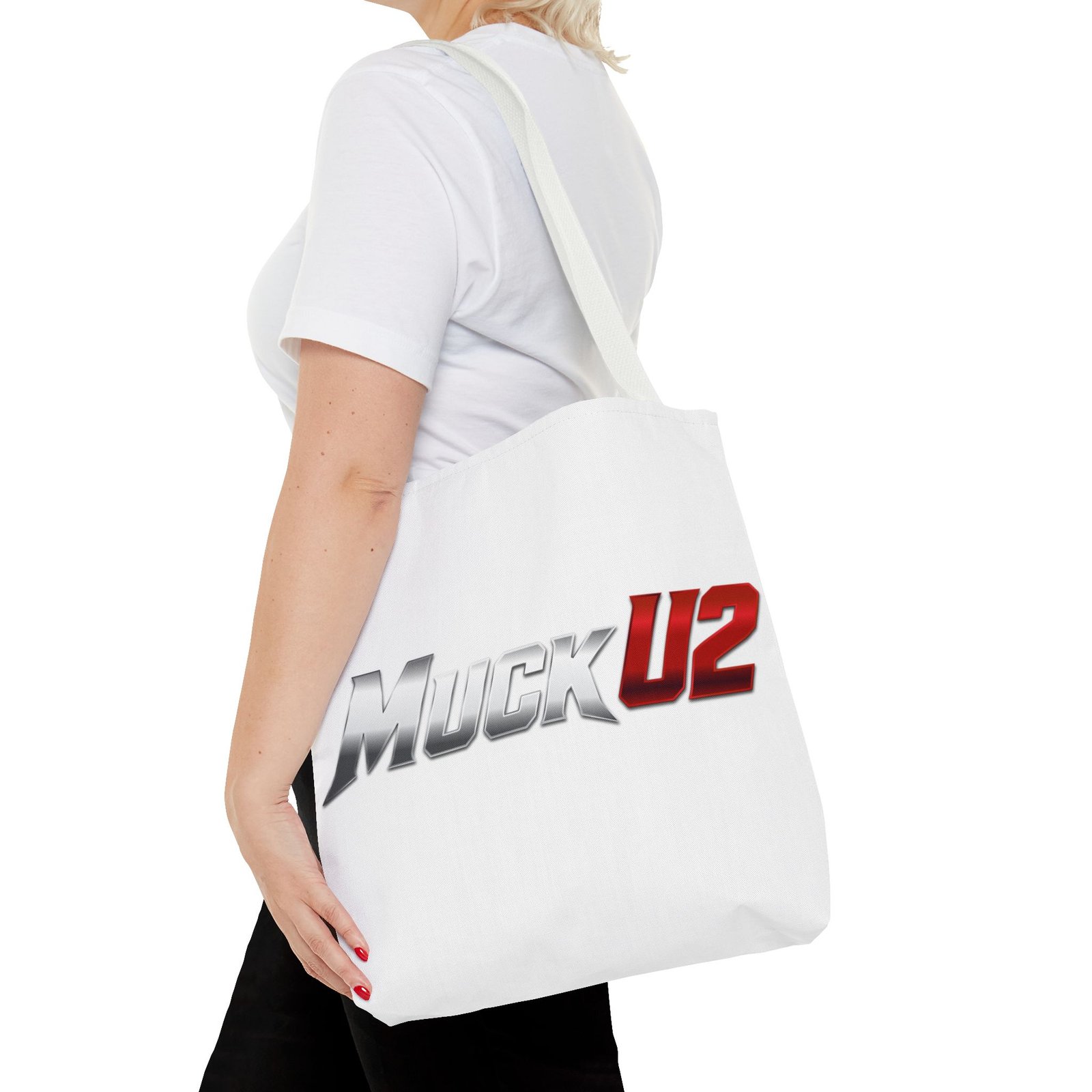 MuckU2 Canvas Tote Bag – Silver & Red Poker Logo