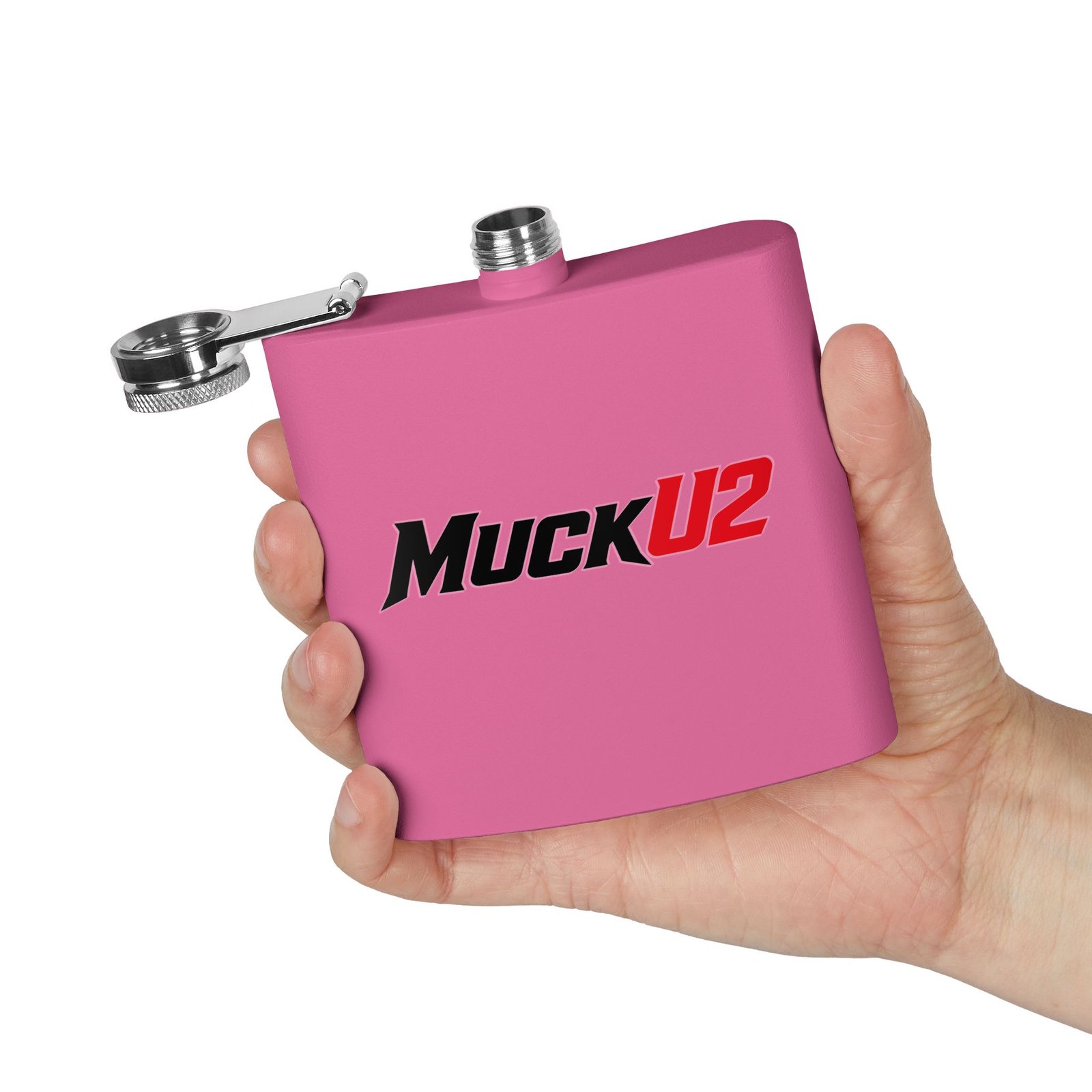 MuckU2 Flask – Black & Red Logo Poker Flask