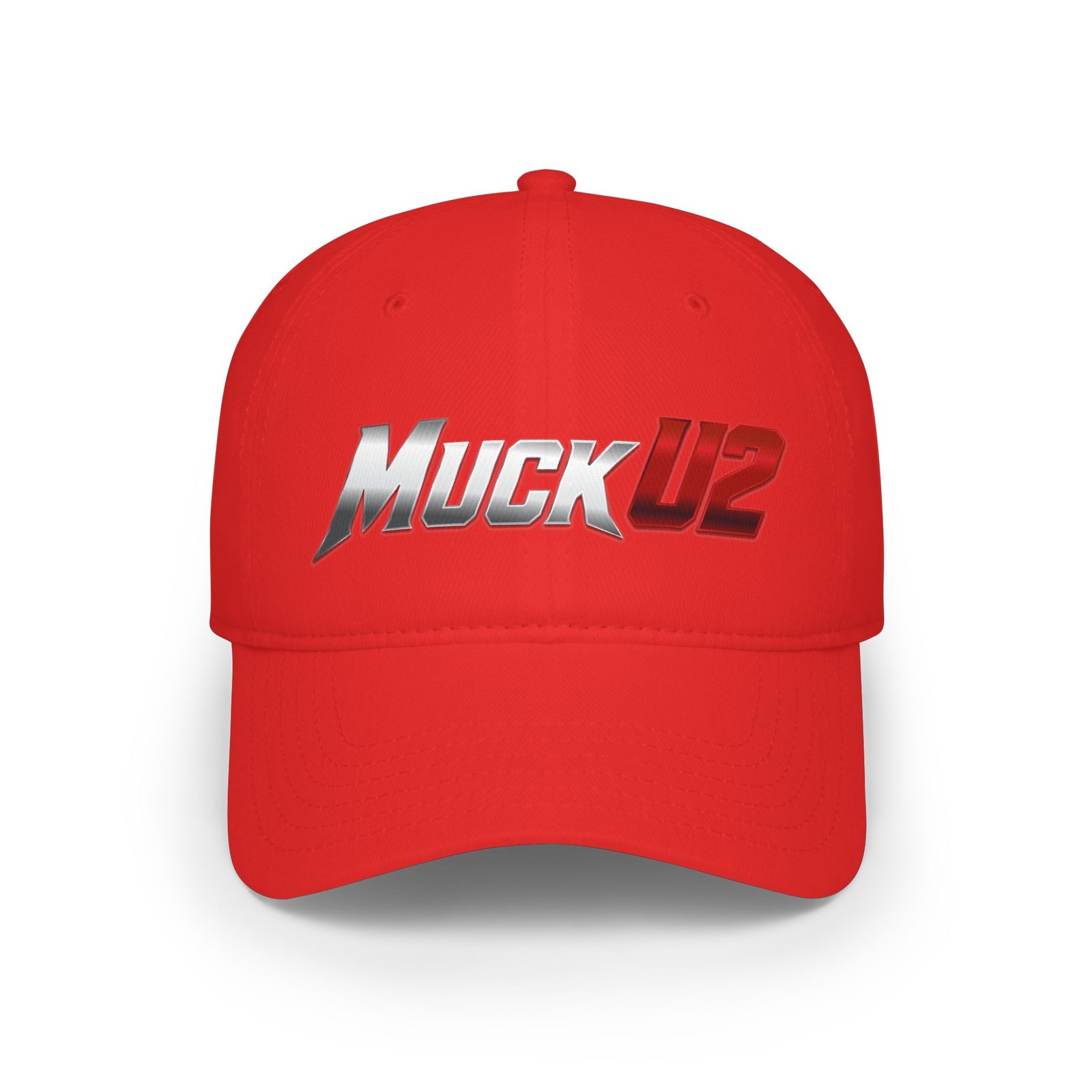 MuckU2 Poker Cap – Silver & Red Logo Baseball Hat