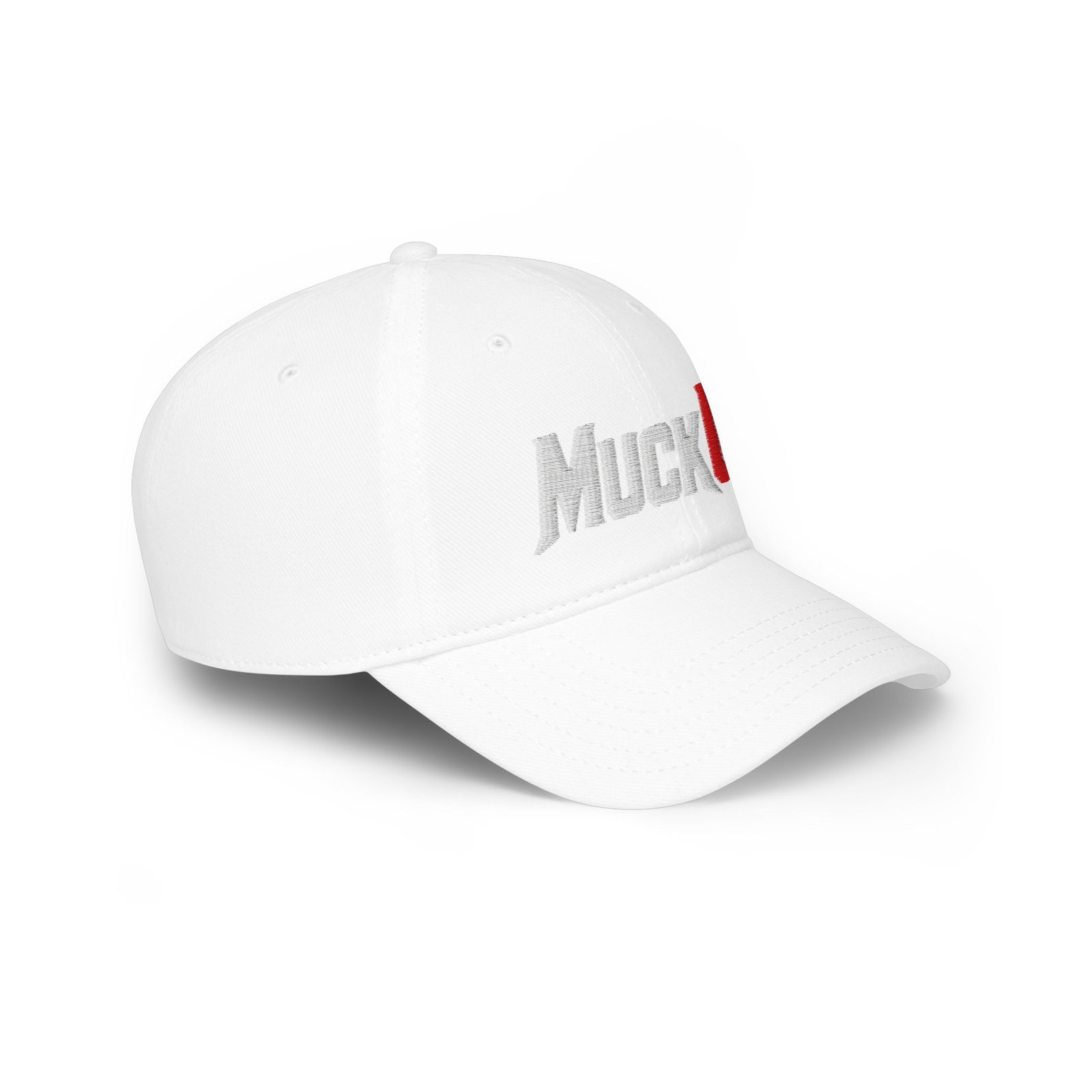 MuckU2 Poker Cap – White & Red Embroidered Baseball Hat