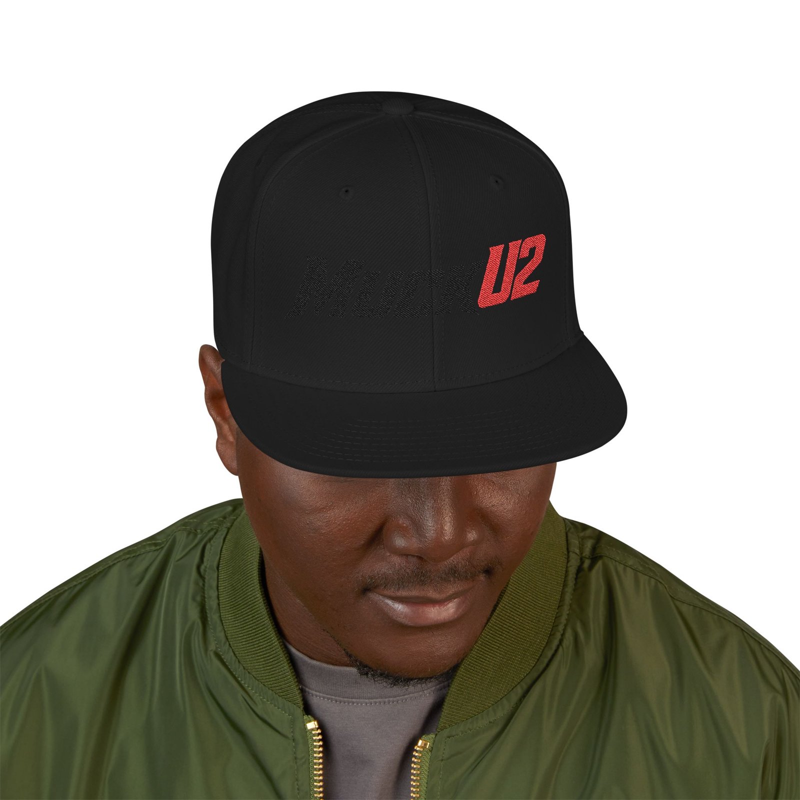MuckU2 Snapback Poker Cap – Black & Red Logo