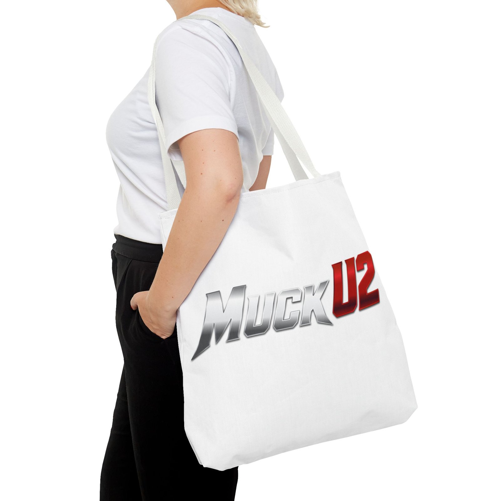 MuckU2 Canvas Tote Bag – Silver & Red Poker Logo