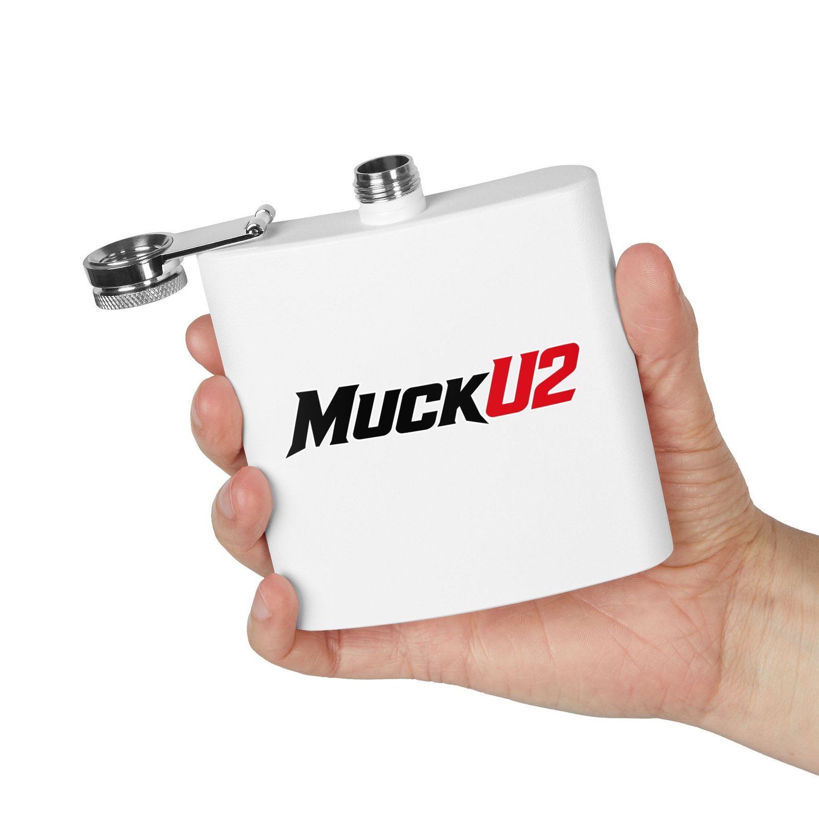MuckU2 Flask – Black & Red Logo Poker Flask