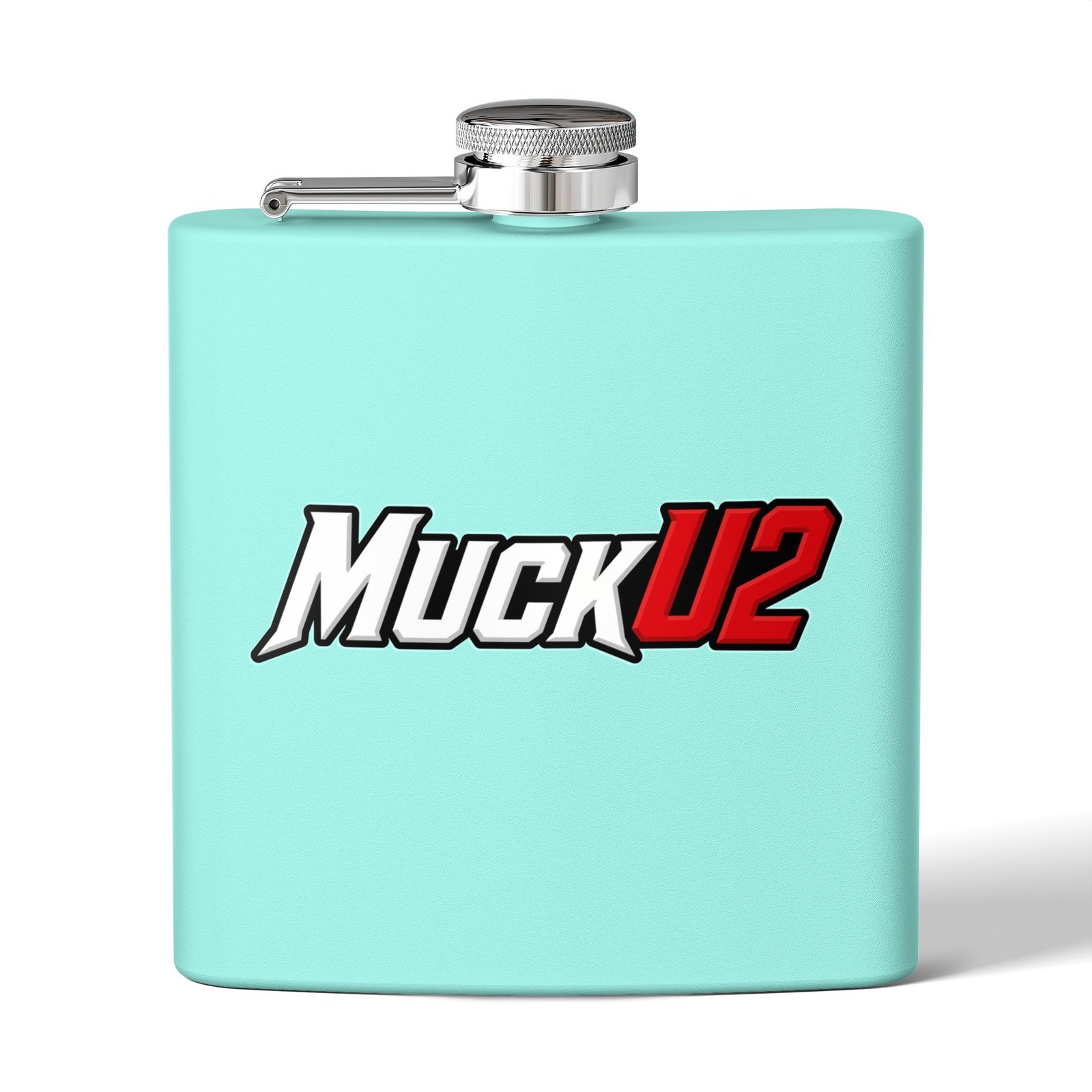 MuckU2 Flask – White & Red Logo Poker Flask