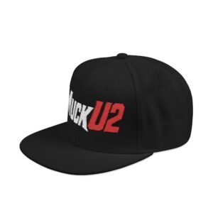 MuckU2 Snapback Poker Cap – White & Red Logo