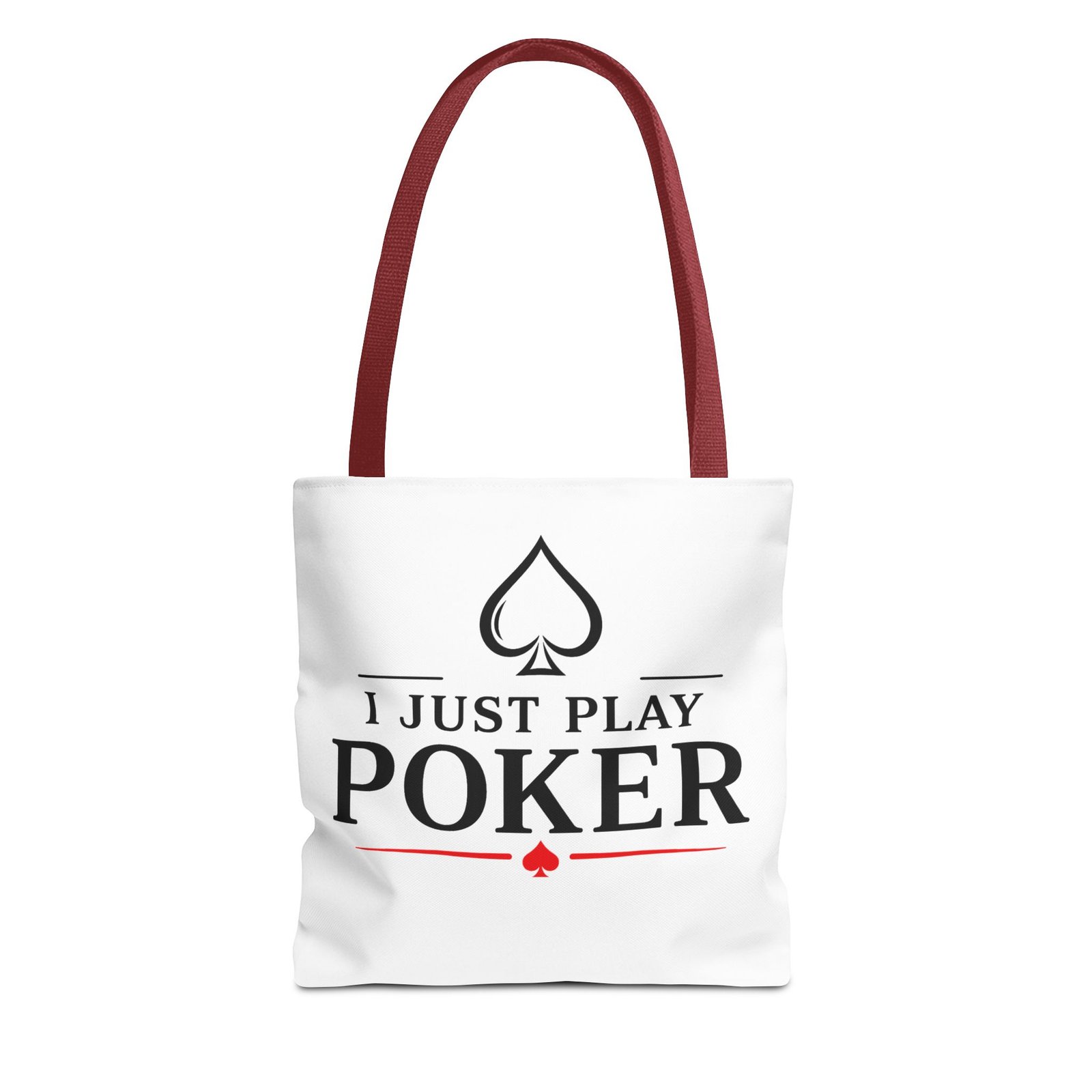 I Just Play Poker Tote Bag – Black & Red Poker Logo