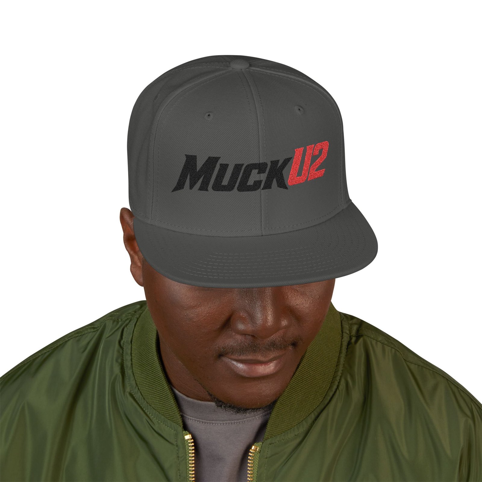 MuckU2 Snapback Poker Cap – Black & Red Logo