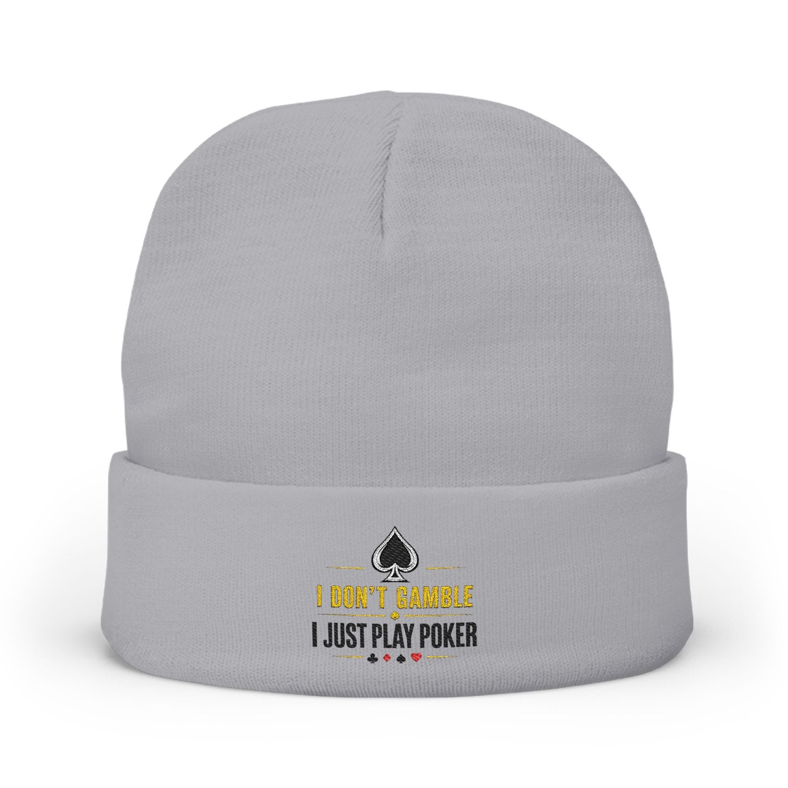 Poker Beanie – I Don’t Gamble, I Just Play Poker Winter Hat – Gold & Black